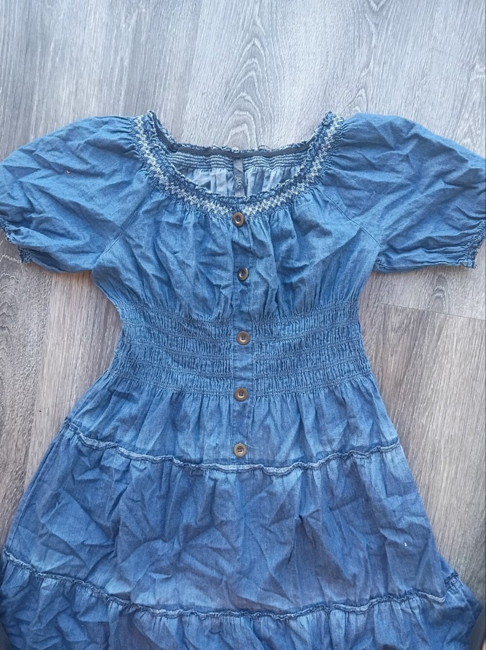 Lapis By Anthropologie Blue Tiered Maxi Dress with Smocked Bodice